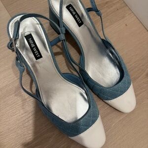 Nine West Blue and White Heels